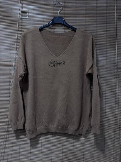 Pull fin POISSON clouté camel