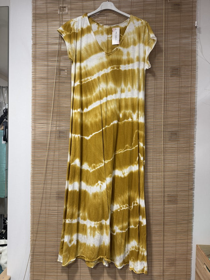 Robe longue t-shirt tie&die camel