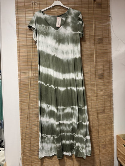 Robe longue t-shirt tie&die kaki