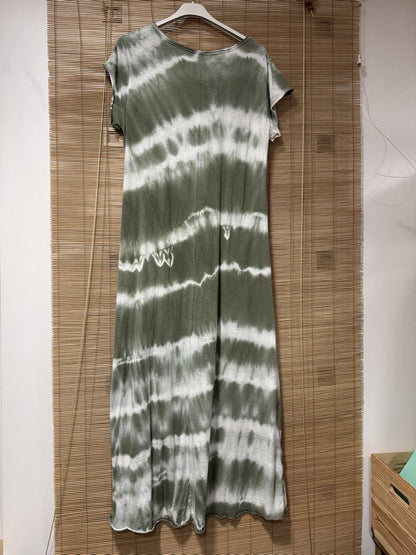 Robe longue t-shirt tie&die kaki