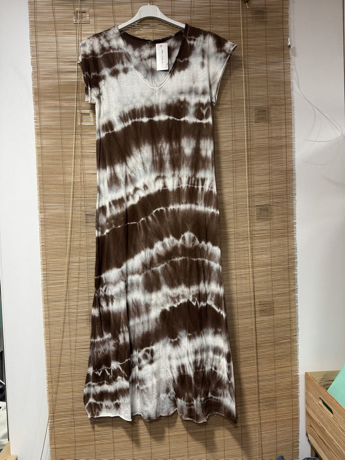 Robe longue t-shirt tie&die chocolat