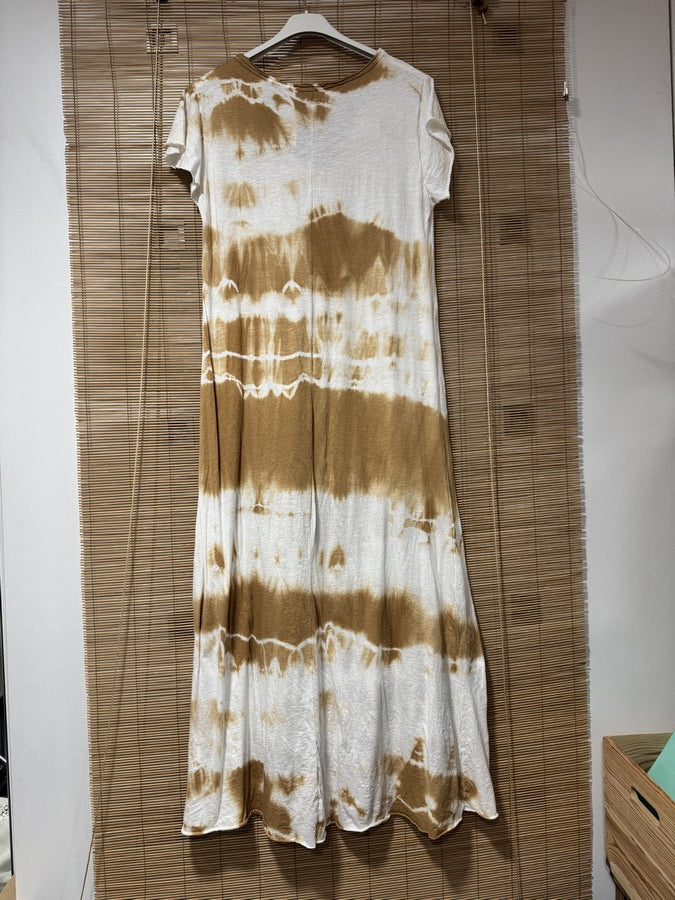 Robe longue t-shirt tie&die camel