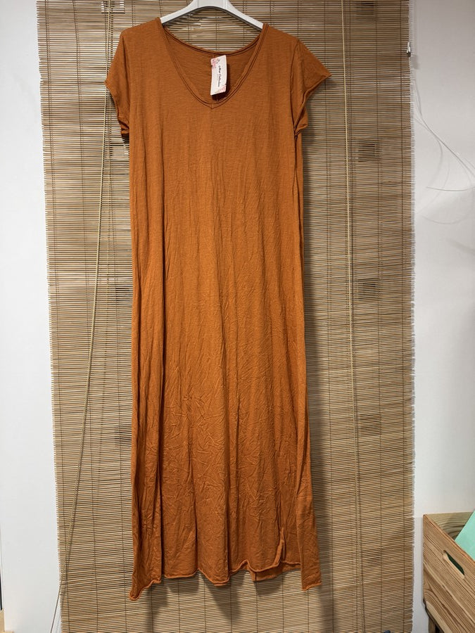 Robe longue t-shirt rouille