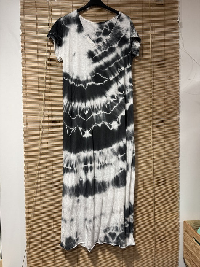 Robe longue t-shirt tie&die anthracite