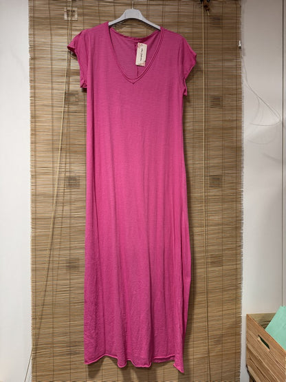 Robe longue t-shirt fuchsia