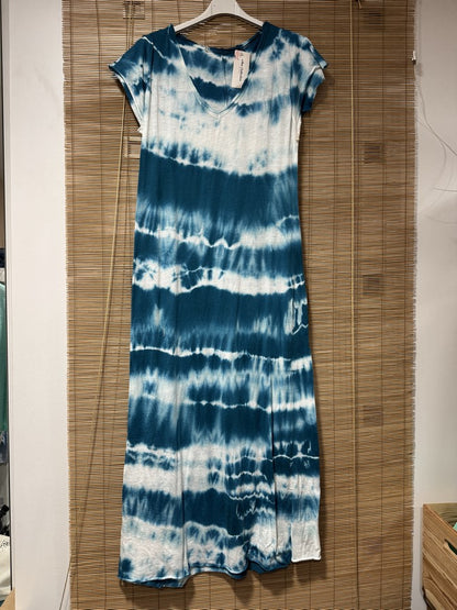 Robe longue t-shirt tie&die bleu canard
