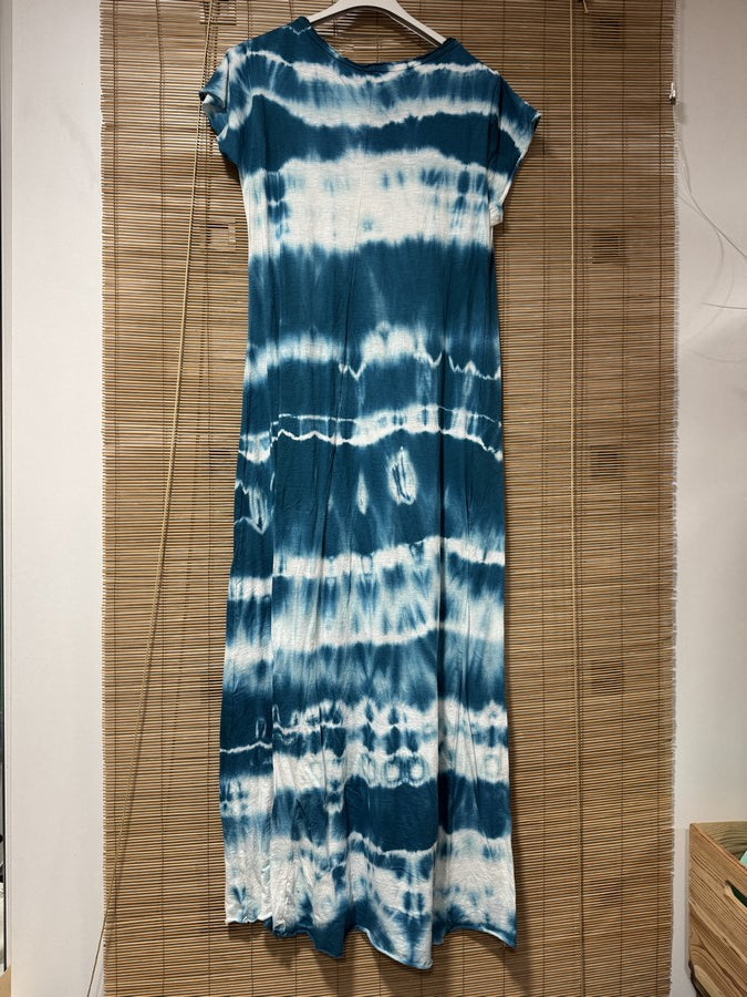 Robe longue t-shirt tie&die bleu canard
