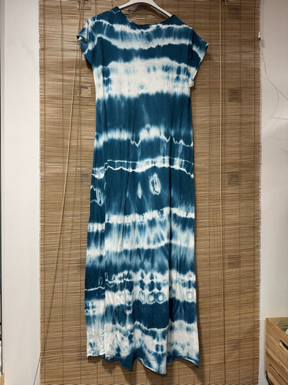 Robe longue t-shirt tie&die bleu canard