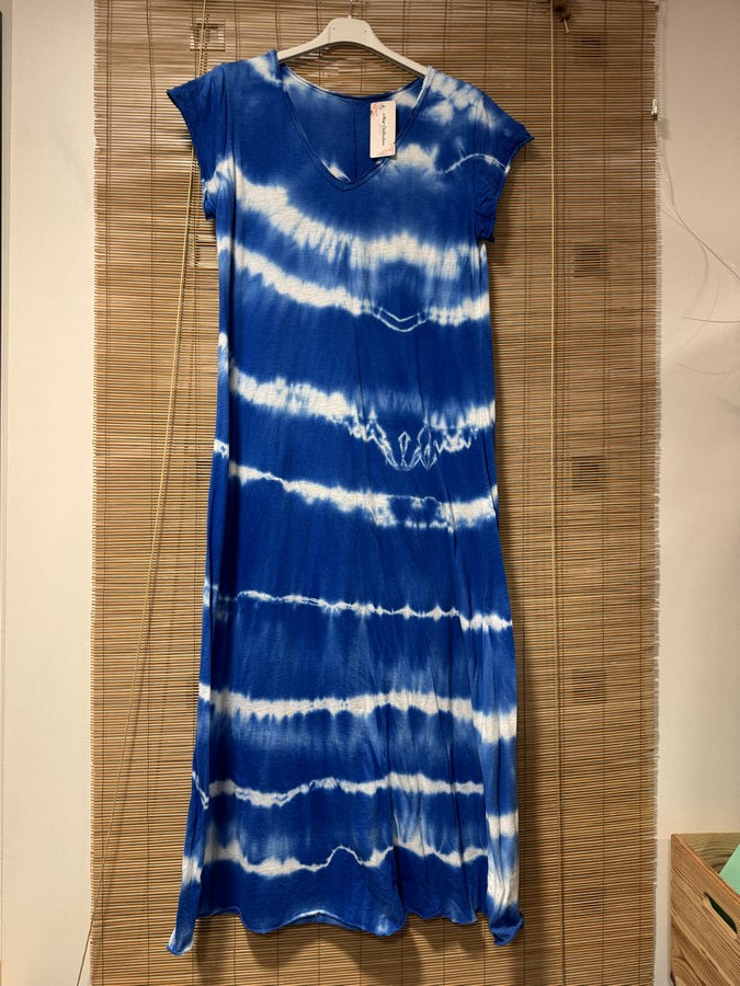 Robe longue t-shirt tie&die bleu roi