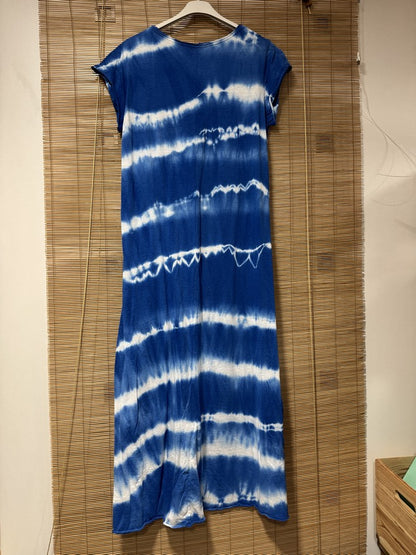 Robe longue t-shirt tie&die bleu roi