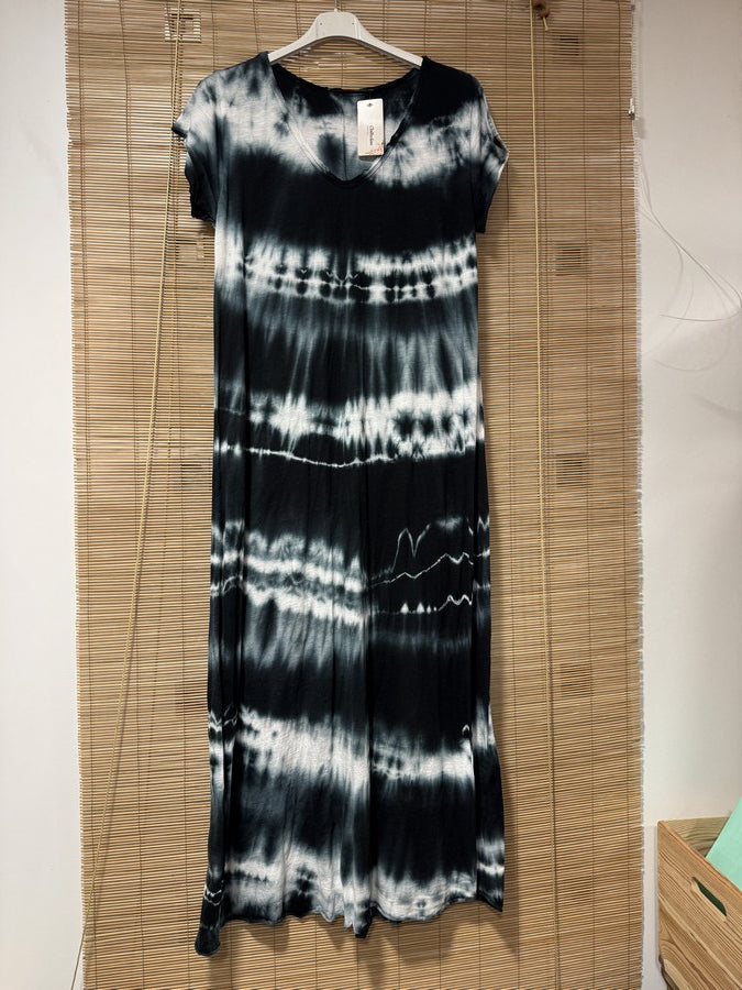Robe longue t-shirt tie&die noire