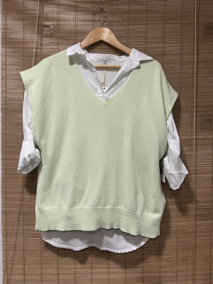 Pull débardeur vert pomme