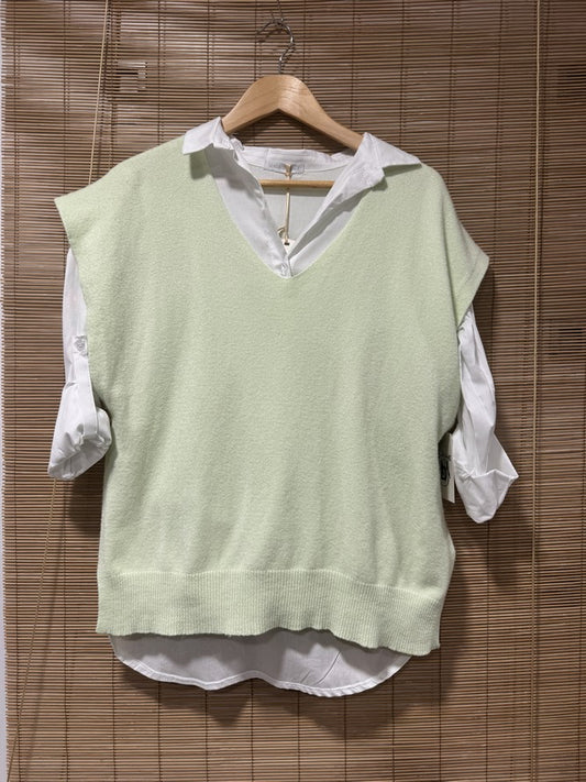 Pull débardeur vert pomme