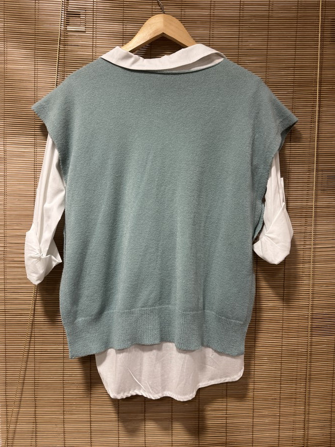 Pull débardeur vert d'eau