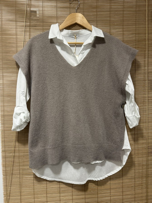 Pull débardeur taupe