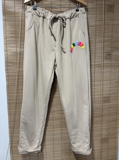 GRANDE TAILLE - Jogging GOOD VIBES beige
