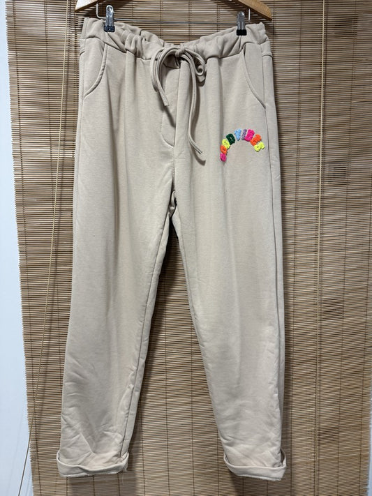 GRANDE TAILLE - Jogging GOOD VIBES beige