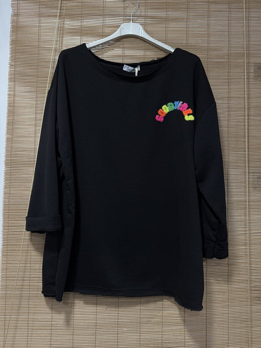 GRANDE TAILLE - Sweat GOOD VIBES noir