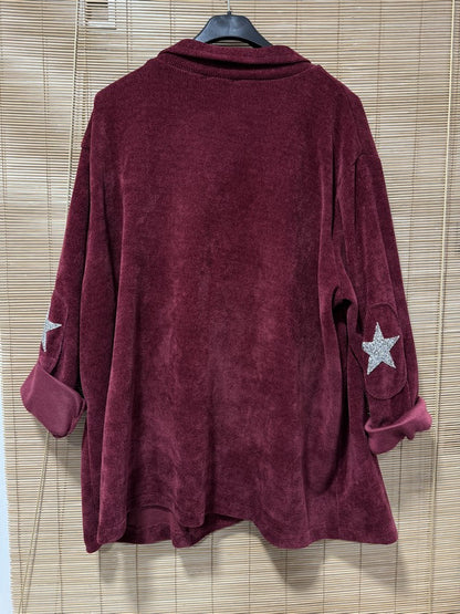 GRANDE TAILLE - Blazer velours étoiles sur les coudes prune