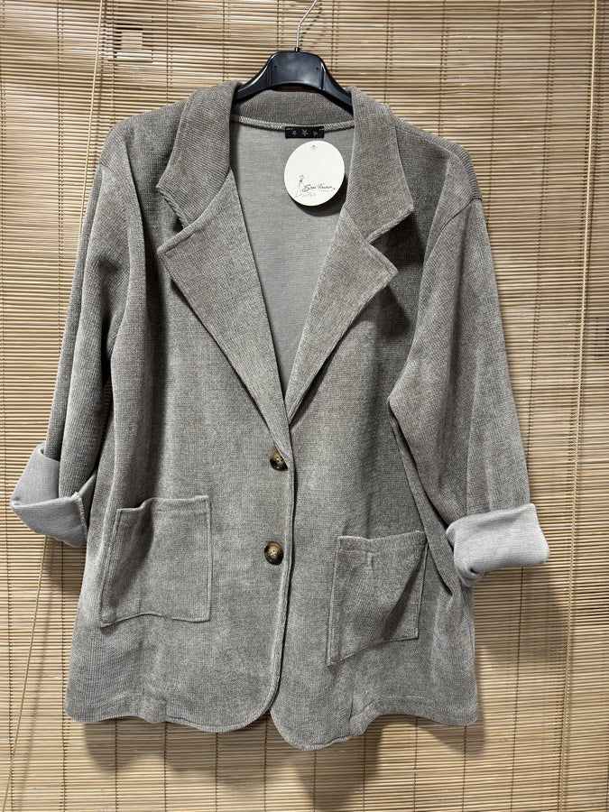 GRANDE TAILLE - Blazer velours taupe