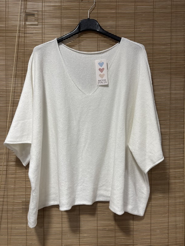 GRANDE TAILLE - Petit pull court blanc
