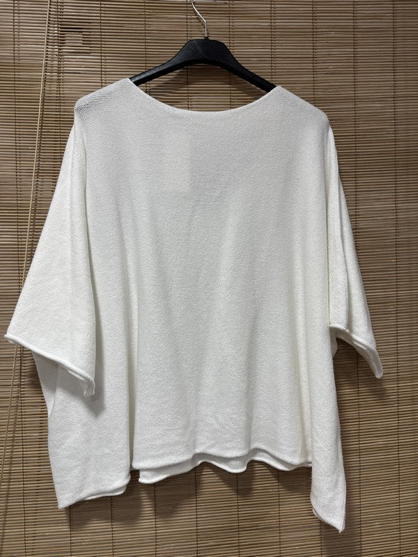 GRANDE TAILLE - Petit pull court blanc