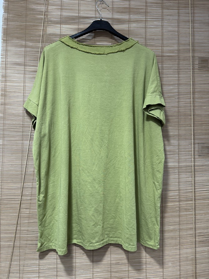 GRANDE TAILLE - T-shirt La Vie est Belle vert olive