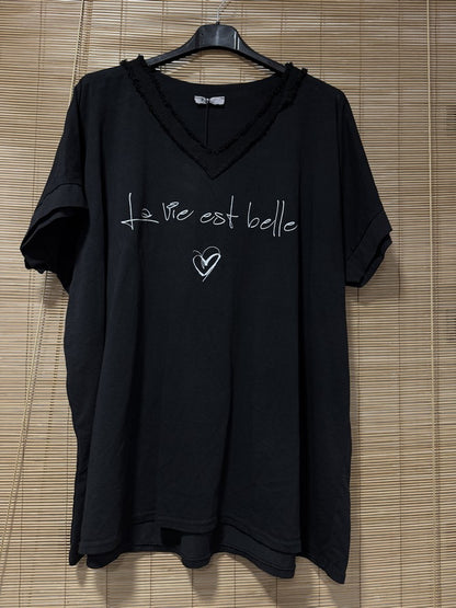 GRANDE TAILLE - T-shirt La Vie est Belle noir