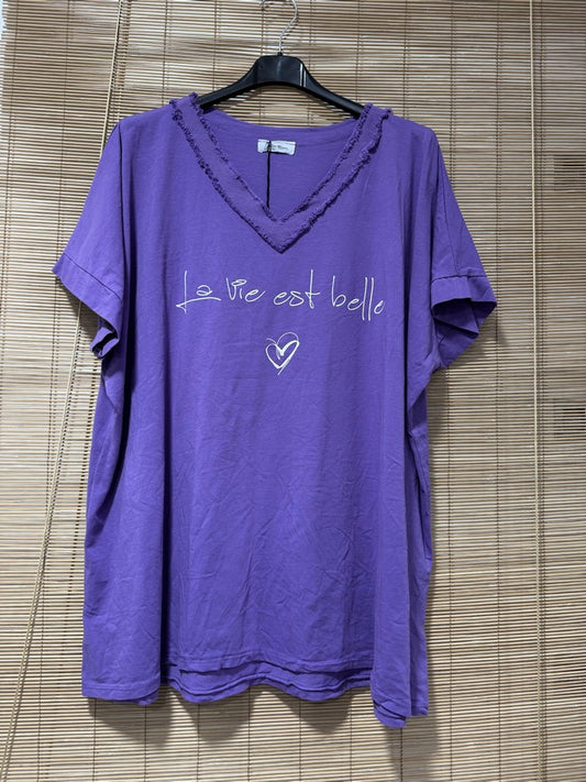 GRANDE TAILLE - T-shirt La Vie est Belle violet