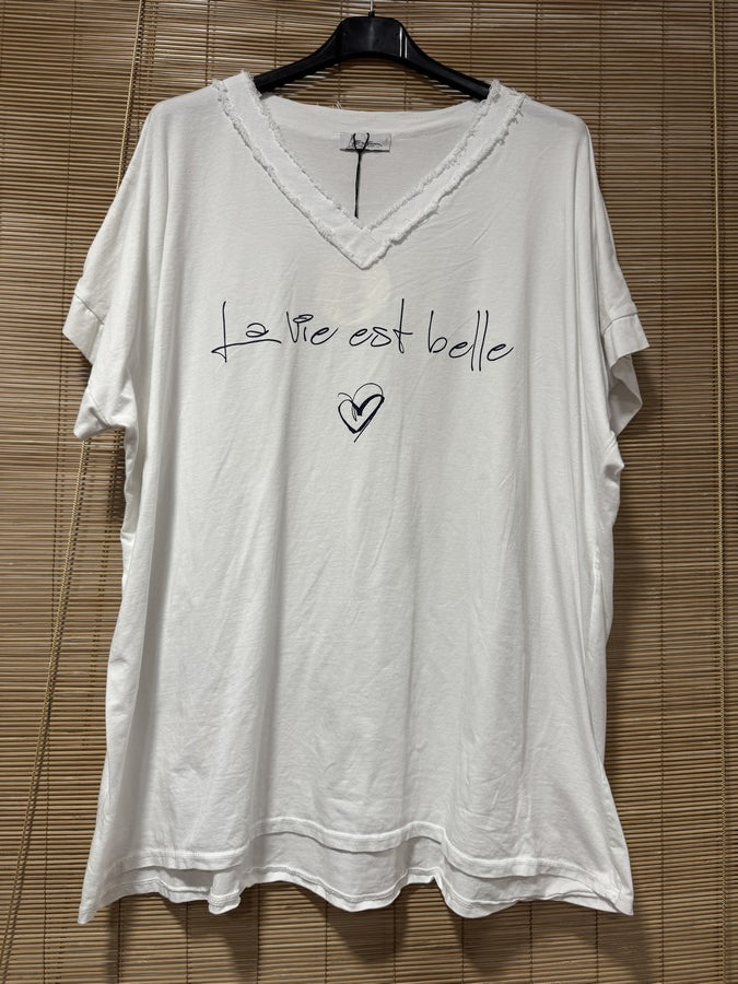 GRANDE TAILLE - T-shirt La Vie est Belle blanc