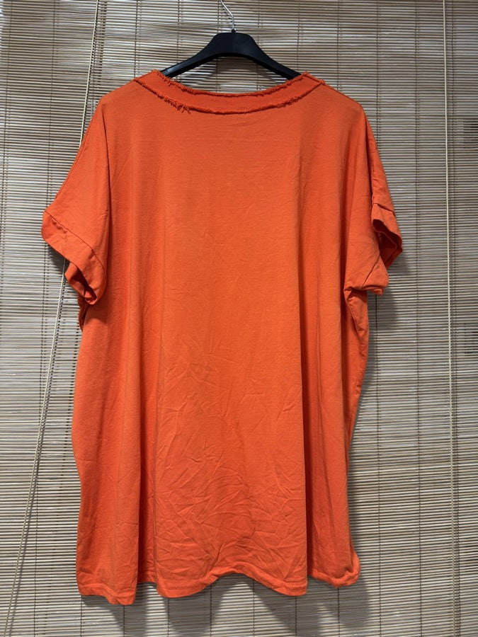 GRANDE TAILLE - T-shirt La Vie est Belle orange