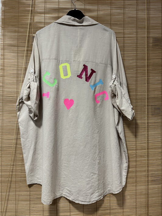GRANDE TAILLE - Chemise Iconic taupe
