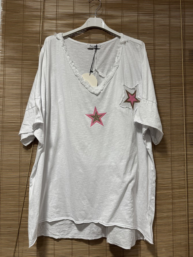 GRANDE TAILLE - T-shirt étoile blanc