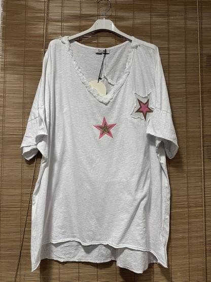 GRANDE TAILLE - T-shirt étoile blanc