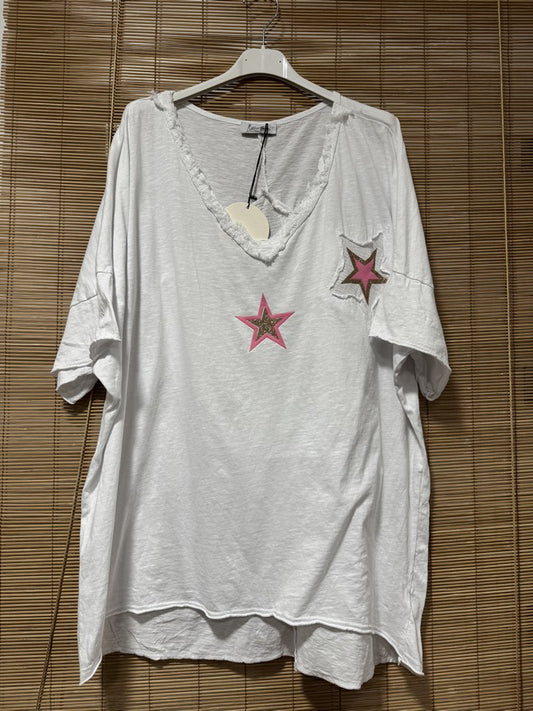 GRANDE TAILLE - T-shirt étoile blanc
