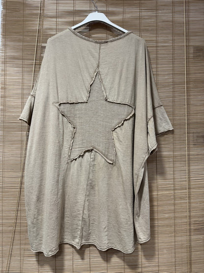 GRANDE TAILLE - T-shirt étoile beige