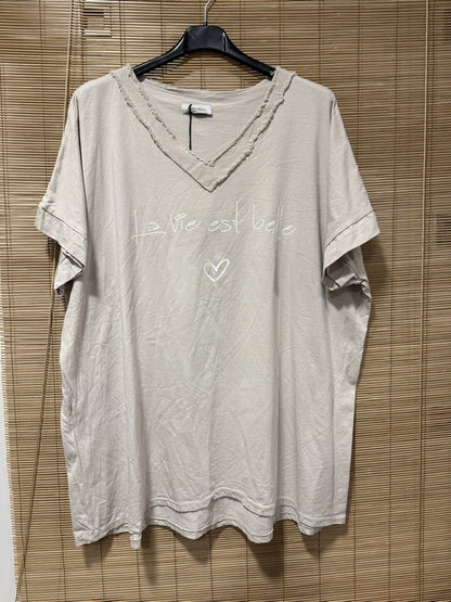 GRANDE TAILLE - T-shirt La Vie est Belle sable