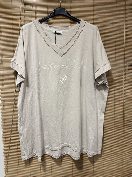 GRANDE TAILLE - T-shirt La Vie est Belle sable