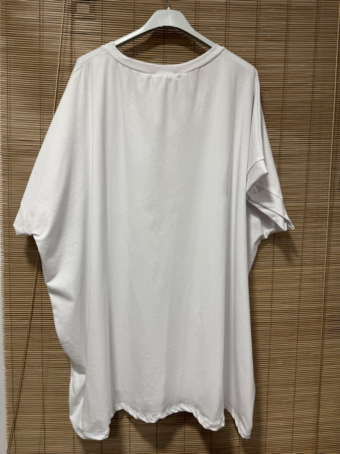 GRANDE TAILLE - T-shirt La vie est Belle soleil blanc