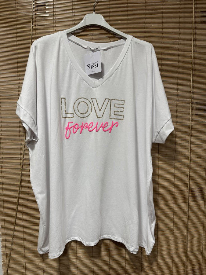 GRANDE TAILLE - T-shirt Love Forever blanc