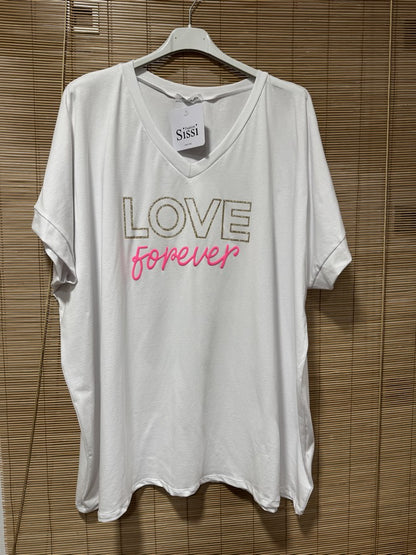 GRANDE TAILLE - T-shirt Love Forever blanc