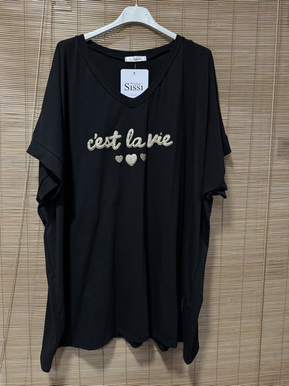 GRANDE TAILLE - T-shirt C'est la Vie noir
