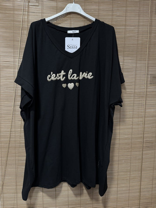 GRANDE TAILLE - T-shirt C'est la Vie noir