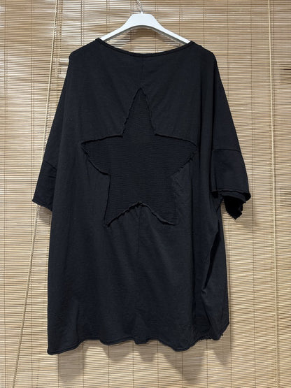 GRANDE TAILLE - T-shirt étoile noir