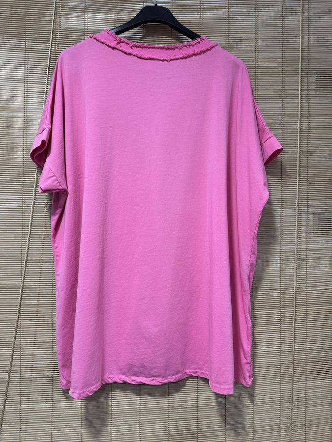 GRANDE TAILLE - T-shirt La Vie est Belle rose