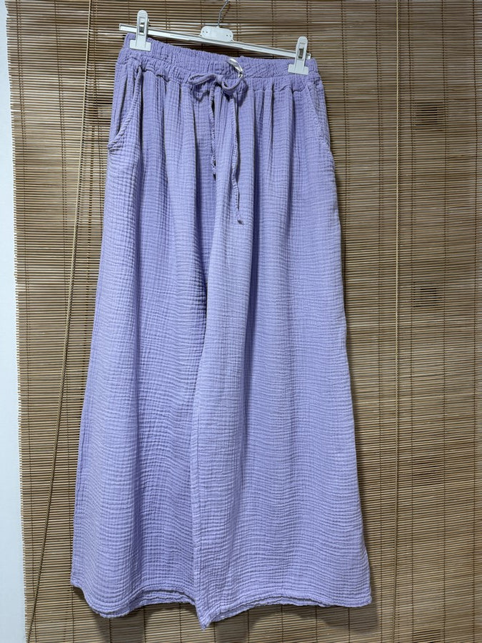 GRANDE TAILLE - Pantalon gaze de coton lila