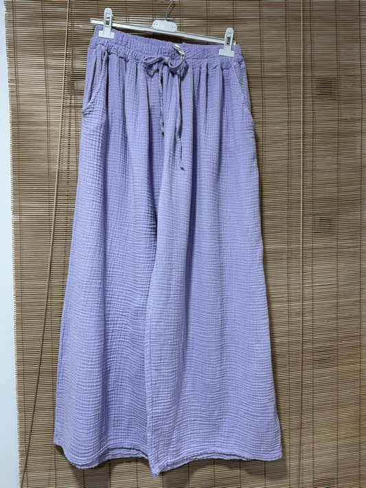 GRANDE TAILLE - Pantalon gaze de coton lila