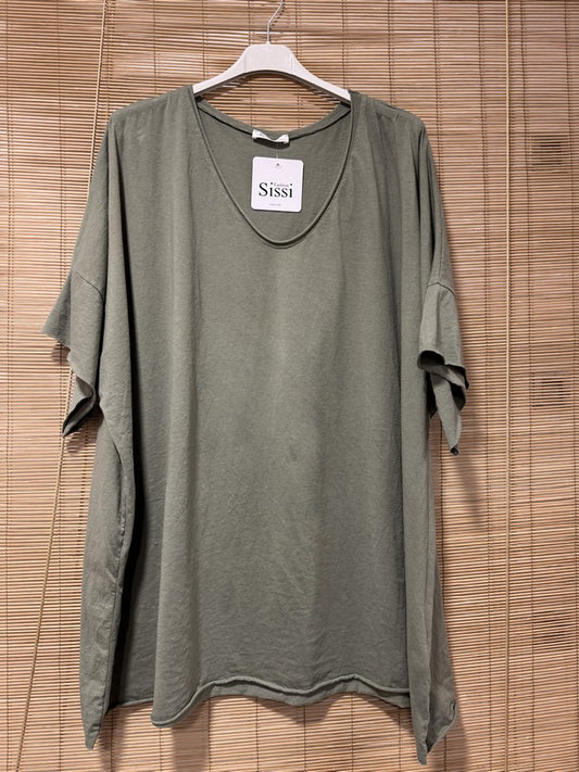 GRANDE TAILLE - T-shirt coton kaki