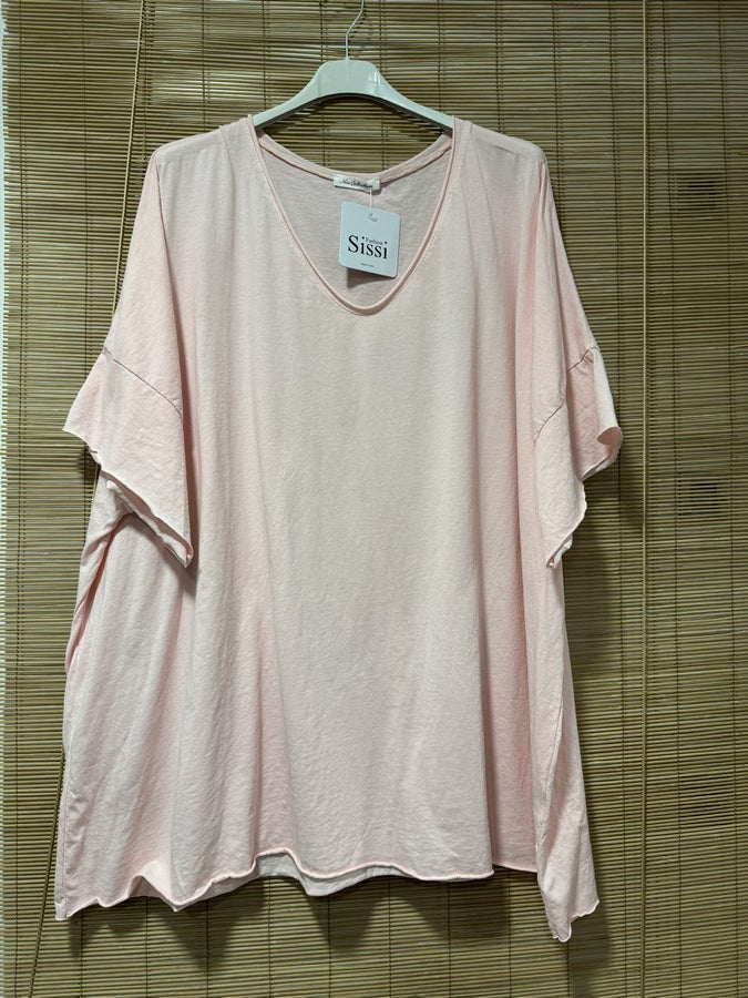 GRANDE TAILLE - T-shirt coton rose pâle