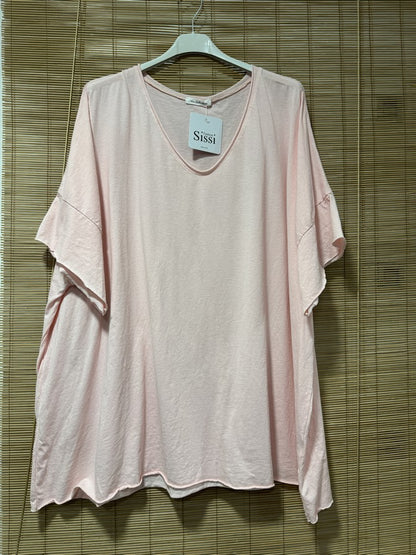GRANDE TAILLE - T-shirt coton rose pâle